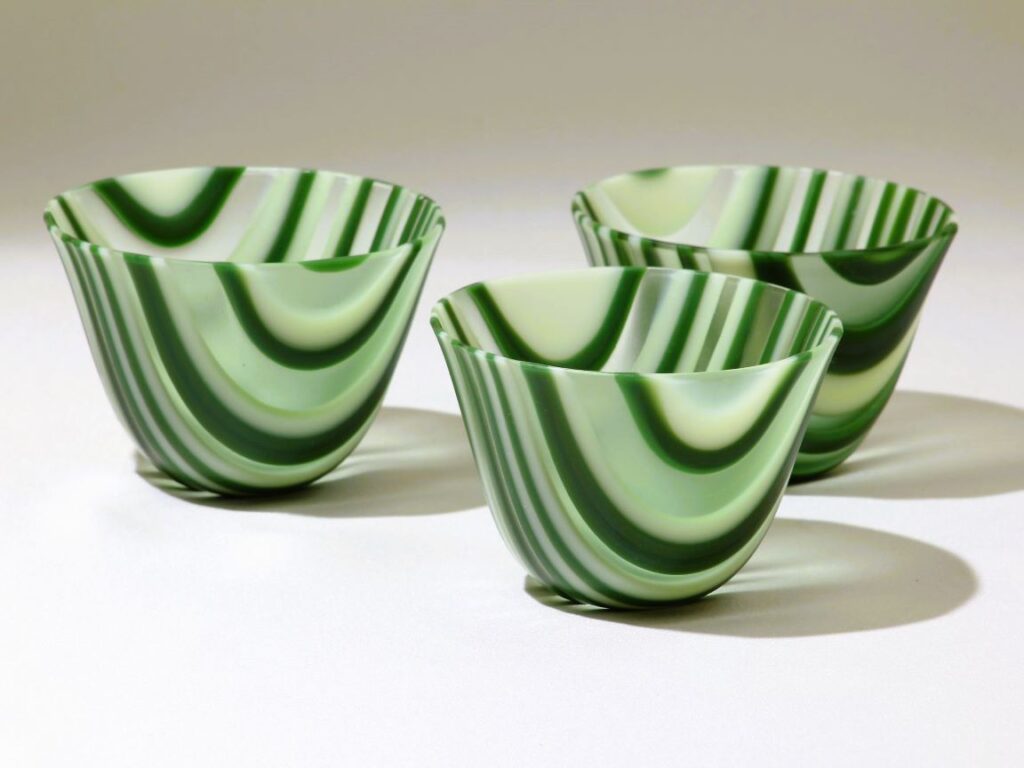 Forest Green and Artichoke Strip Mini-Bowls