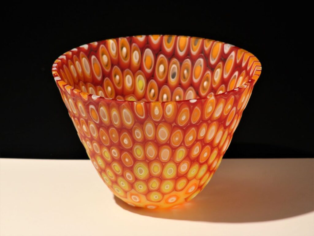 Red, Orange, and Yellow Murrine Bowl