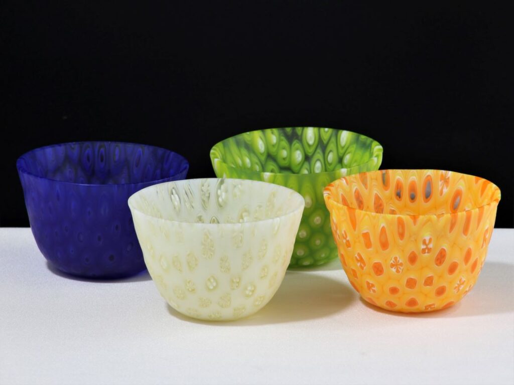 Blue, Vanilla, Green, and Orange Murrine Mini-Bowls