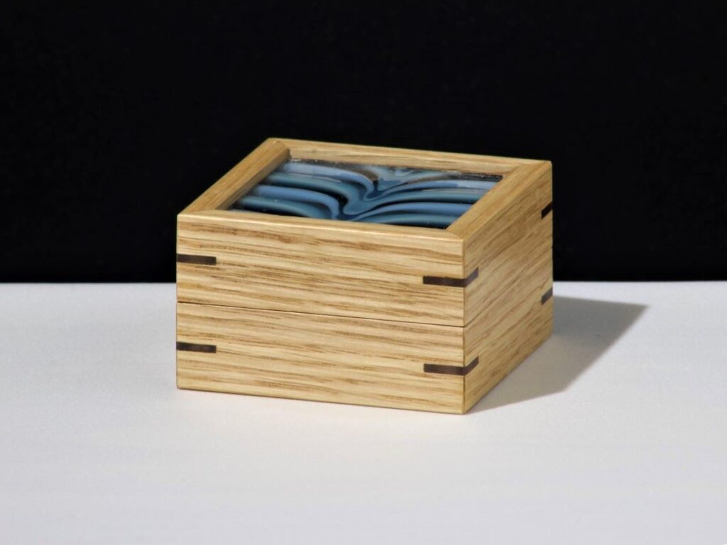 Tiny Box with Combed Blues Top