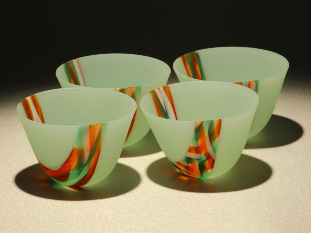 Robin’s Egg Mini-Bowls with Teal and Orange Twisties