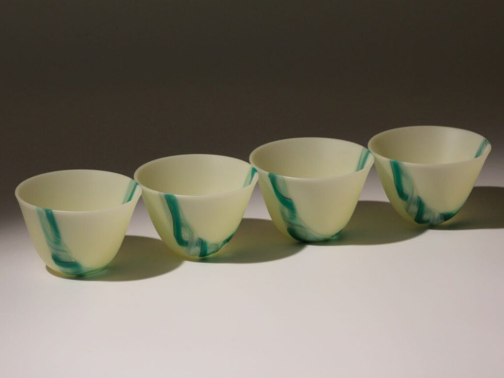 Cream Mini-Bowls with Teal & Cream Twisties