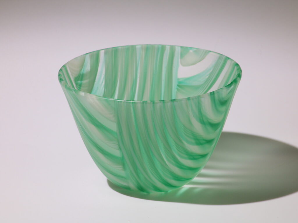 Emerald & Cream Twistie Quadrant Bowl